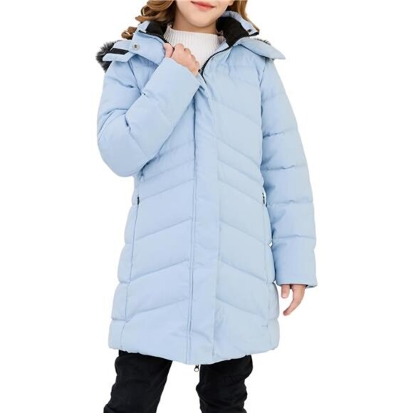 Girl's Winter Coat Water-Resistant Warm Long Quilted Puffer Jacket